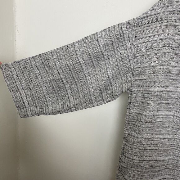 J. Jill Sz Medium Gray Pure Linen Pullover Henley Blouse Pockets Lagenlook - Picture 6 of 12